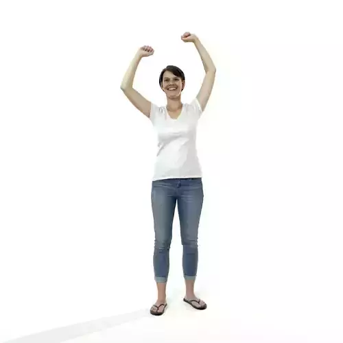 Happy Smiling Woman Wearing White T-Shirt CWom0321-HD2-O01P01-S 3D model