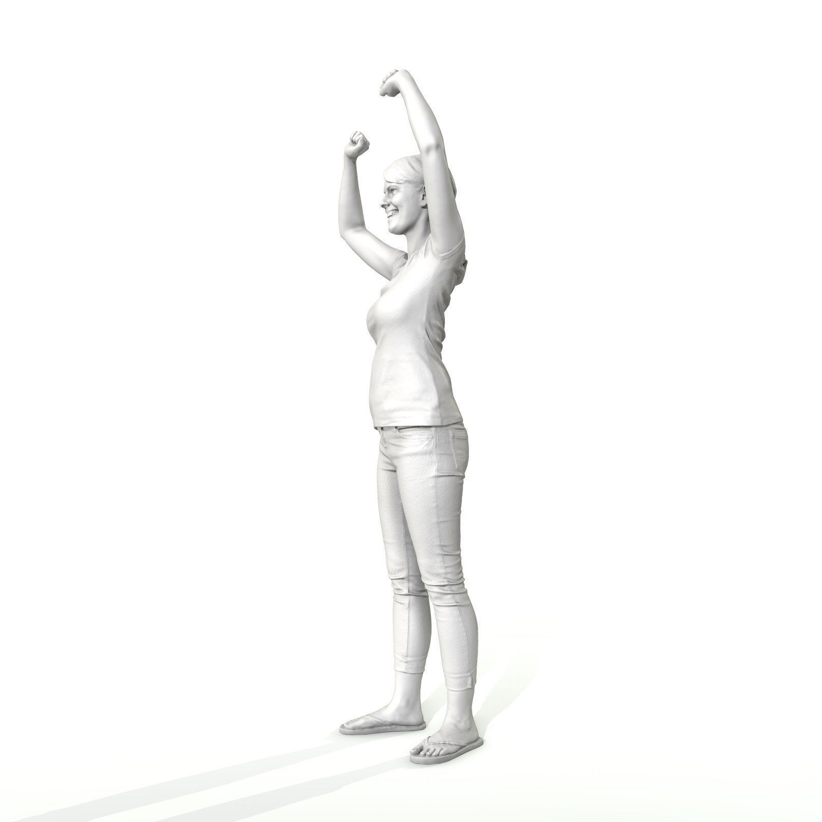 Happy Smiling Woman Wearing White T-Shirt CWom0321-HD2-O01P01-S 3D model_63