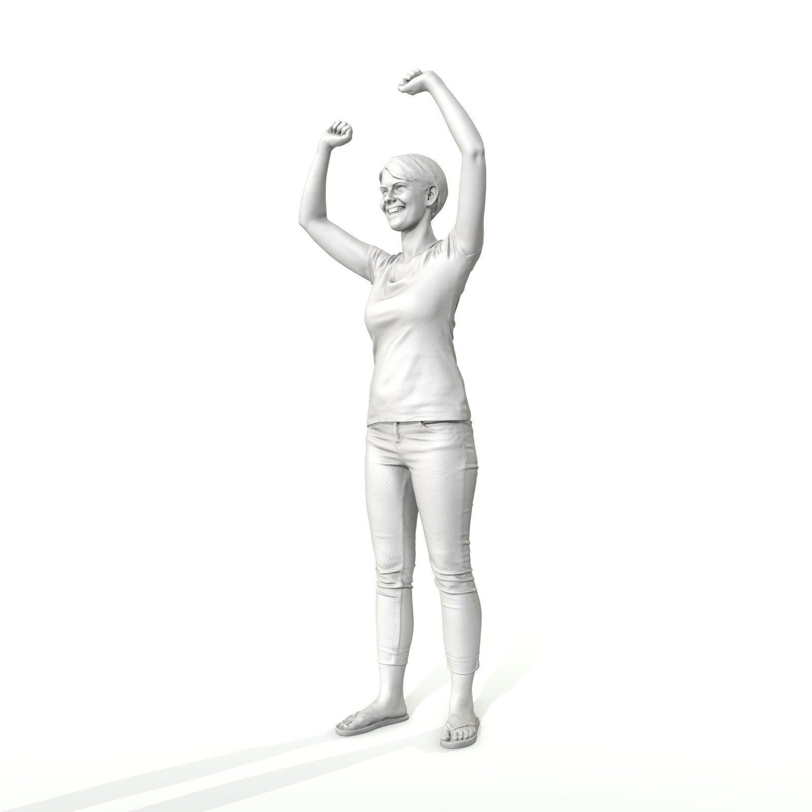 Happy Smiling Woman Wearing White T-Shirt CWom0321-HD2-O01P01-S 3D model_24