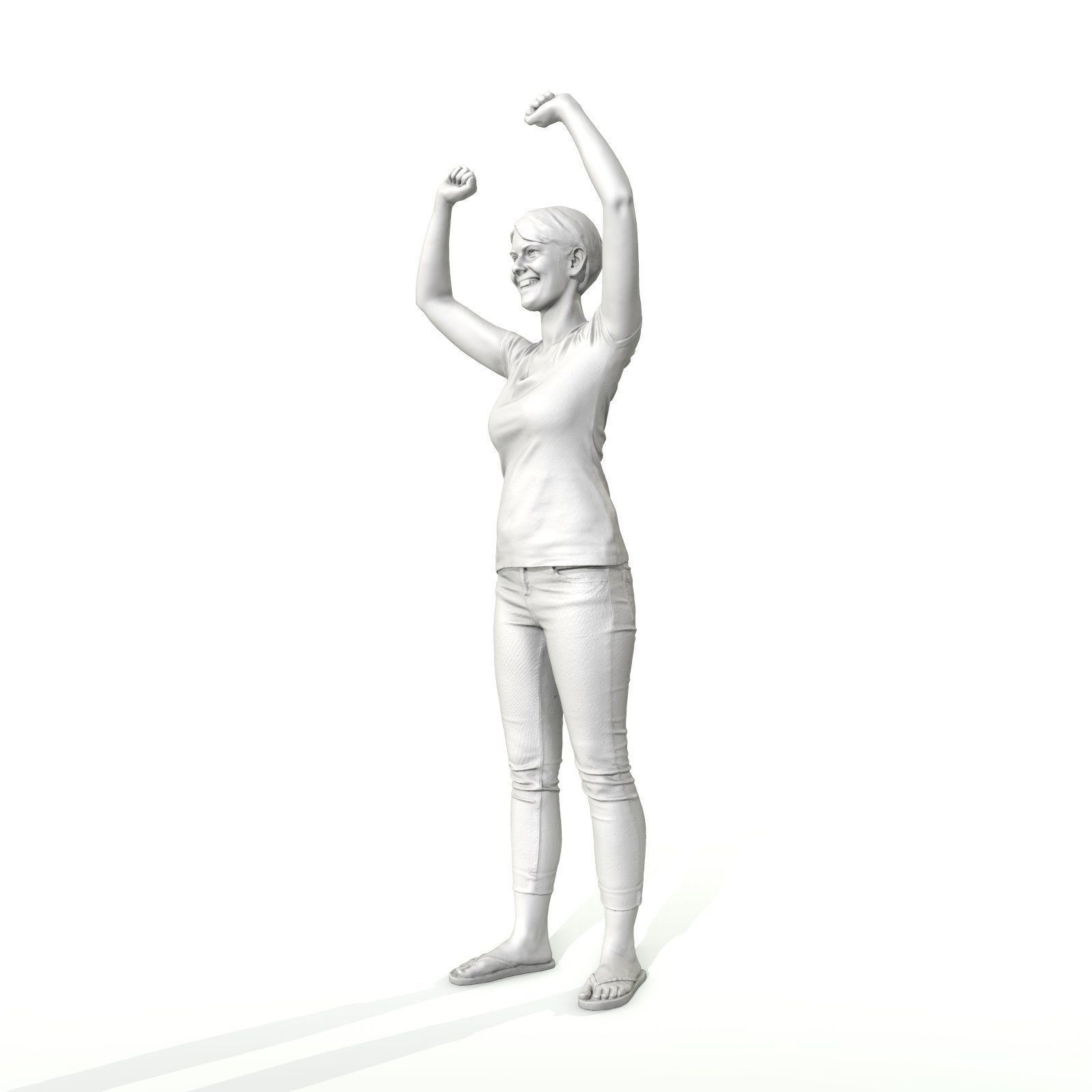 Happy Smiling Woman Wearing White T-Shirt CWom0321-HD2-O01P01-S 3D model_21