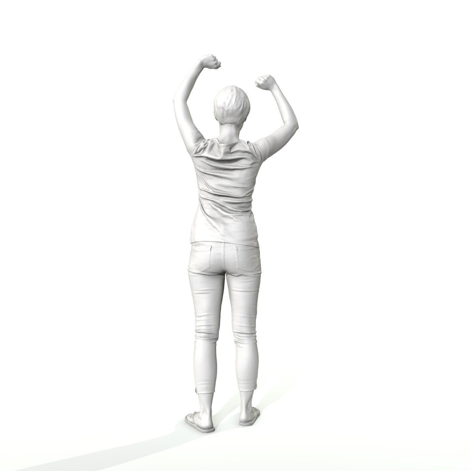 Happy Smiling Woman Wearing White T-Shirt CWom0321-HD2-O01P01-S 3D model_18