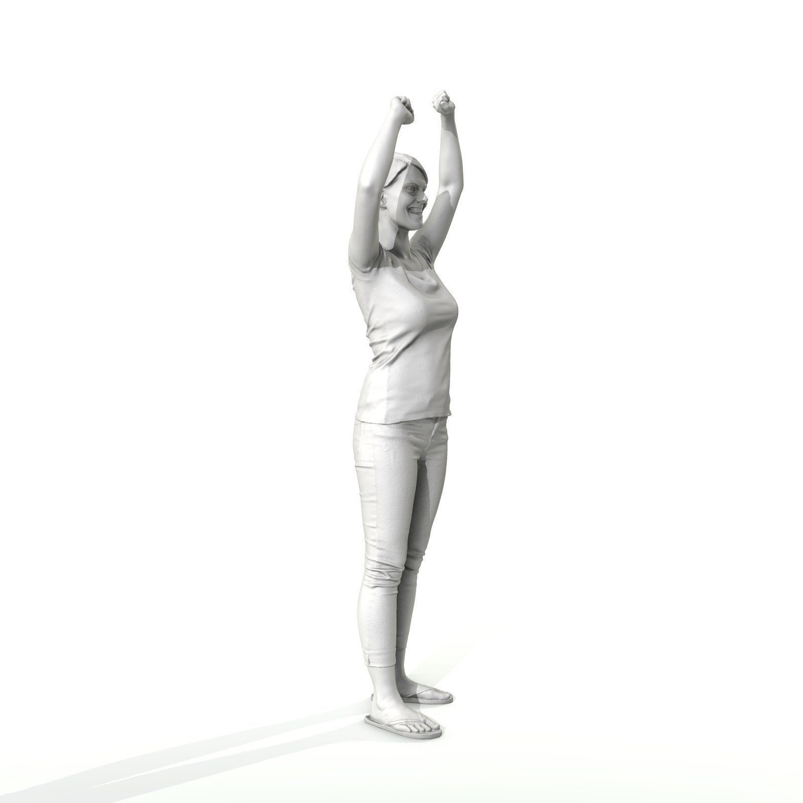 Happy Smiling Woman Wearing White T-Shirt CWom0321-HD2-O01P01-S 3D model_49