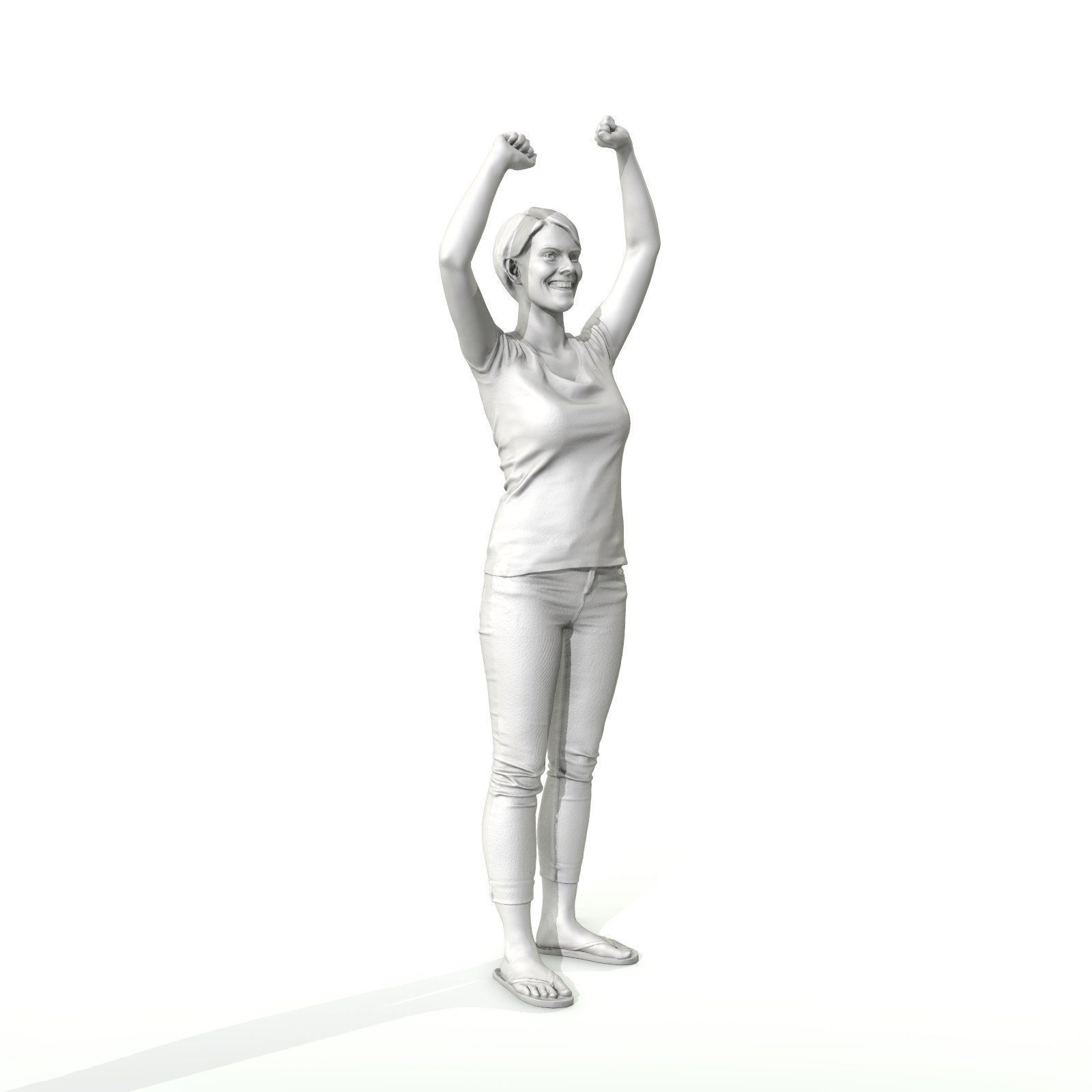 Happy Smiling Woman Wearing White T-Shirt CWom0321-HD2-O01P01-S 3D model_33