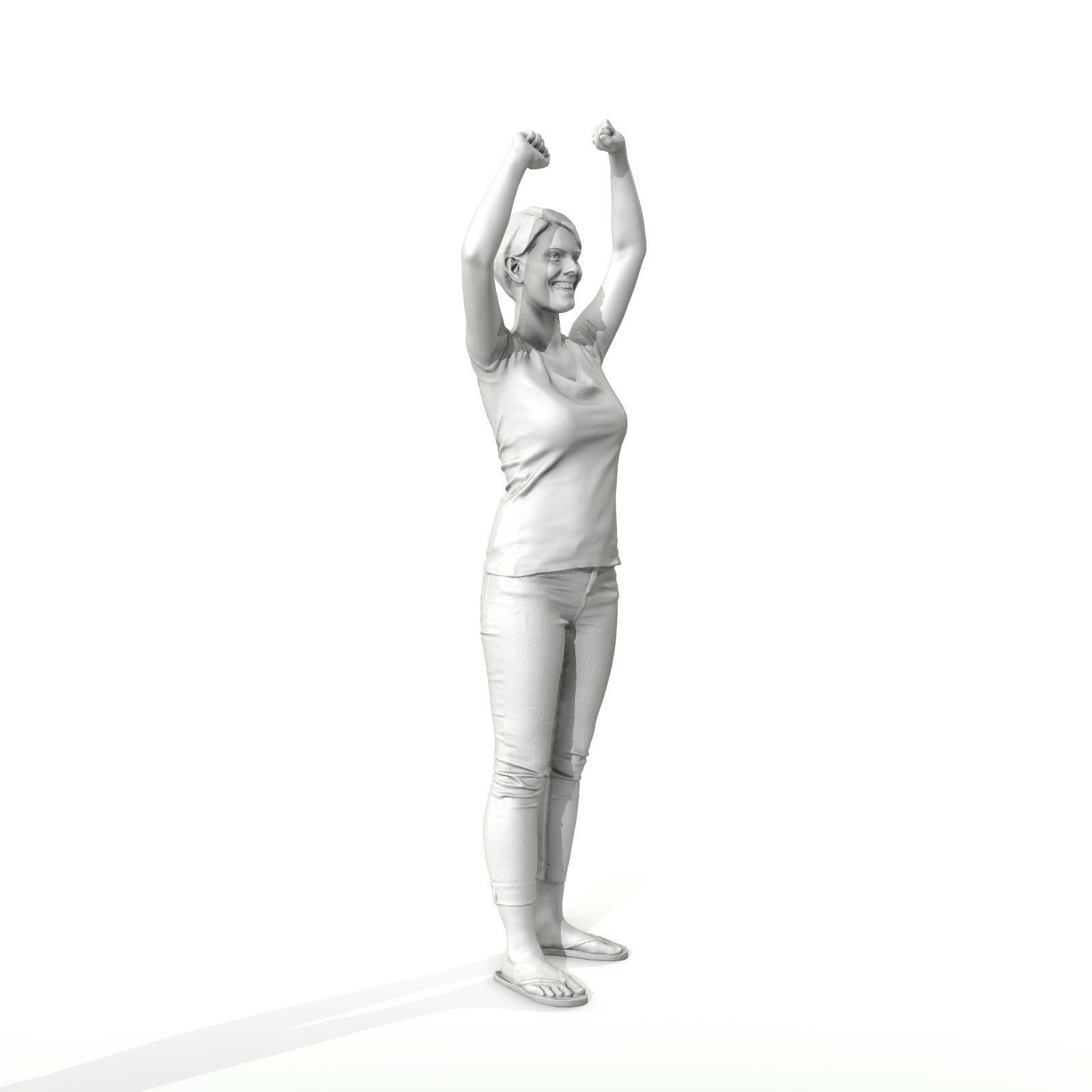 Happy Smiling Woman Wearing White T-Shirt CWom0321-HD2-O01P01-S 3D model_67