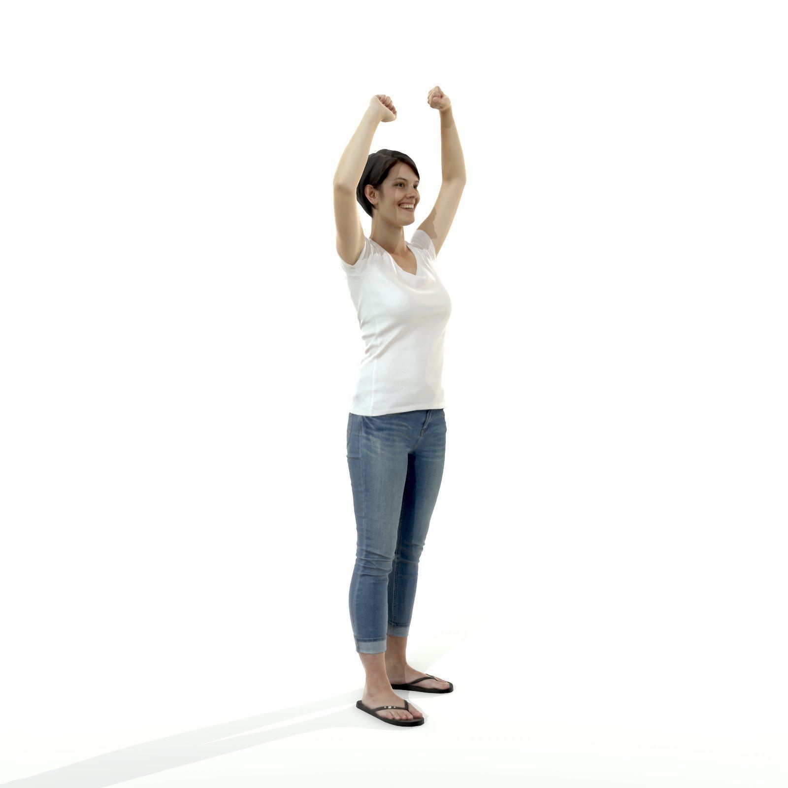 Happy Smiling Woman Wearing White T-Shirt CWom0321-HD2-O01P01-S 3D model_54