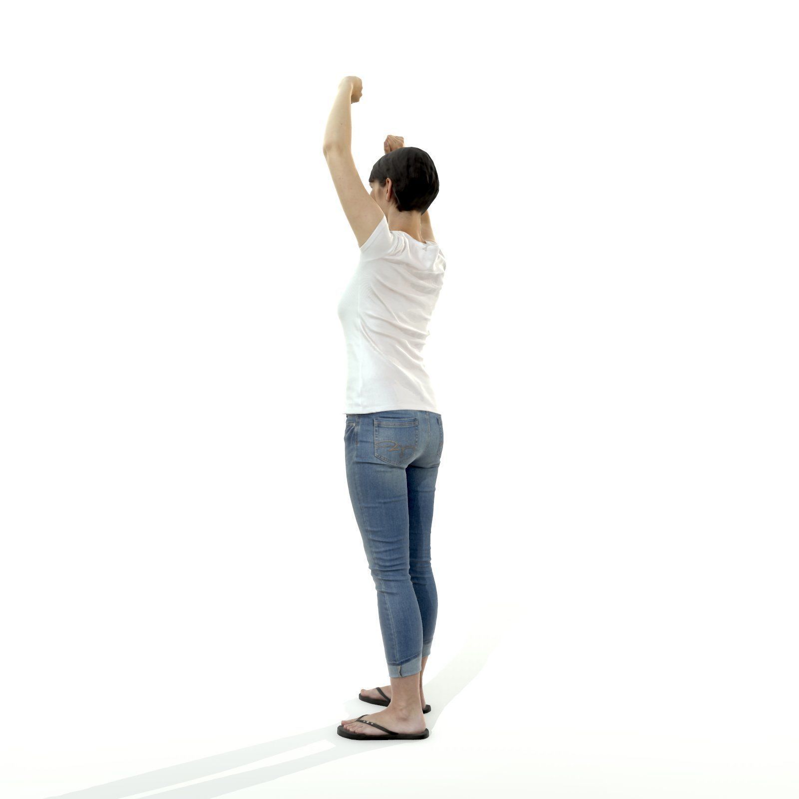 Happy Smiling Woman Wearing White T-Shirt CWom0321-HD2-O01P01-S 3D model_58