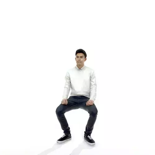 Casual Man Sitting Wearing White SweaterCMan0317-HD2-O01P01-S