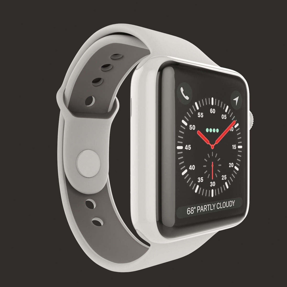 Apple Watch Edition Series 3 42mm with Sport Band Ceramic White 3D model_5