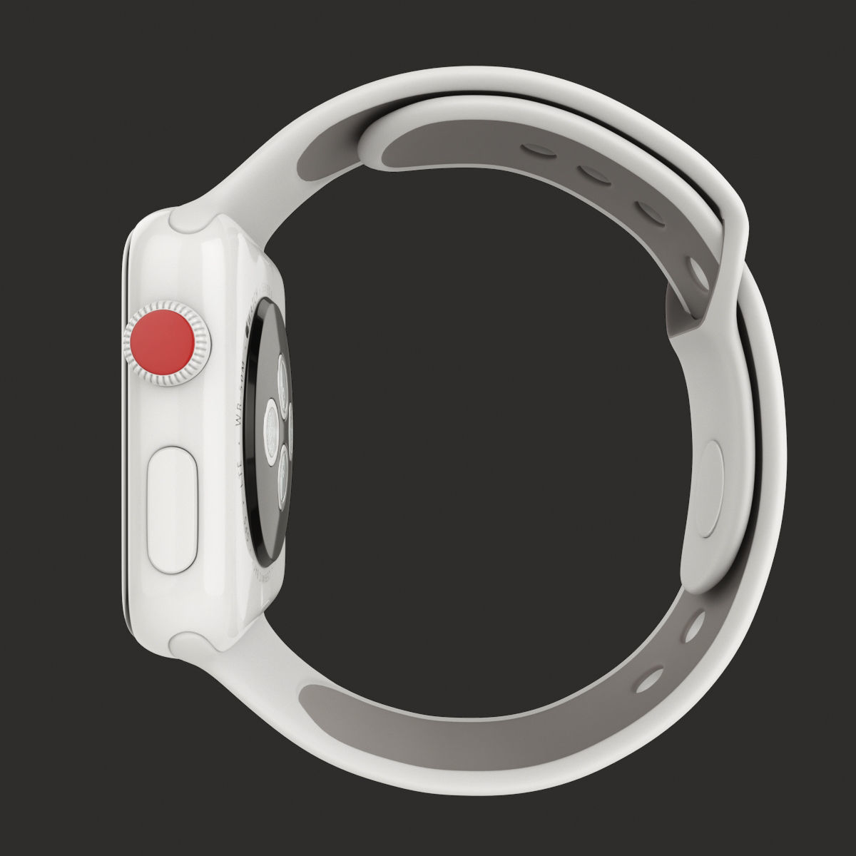 Apple Watch Edition Series 3 42mm with Sport Band Ceramic White 3D model_1