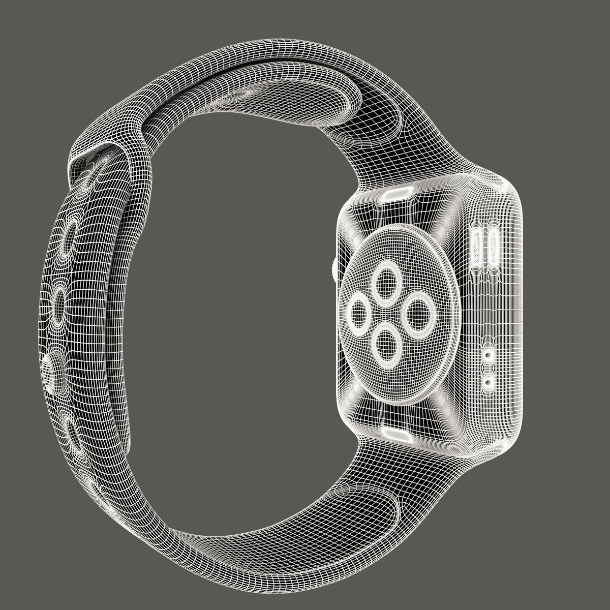 Apple Watch Edition Series 3 42mm with Sport Band Ceramic White 3D model_11