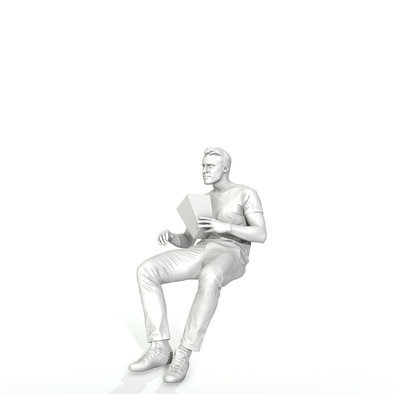 Casual Man Sitting and Eating Popcorn CMan0315-HD2-O01P01-S 3D model_17