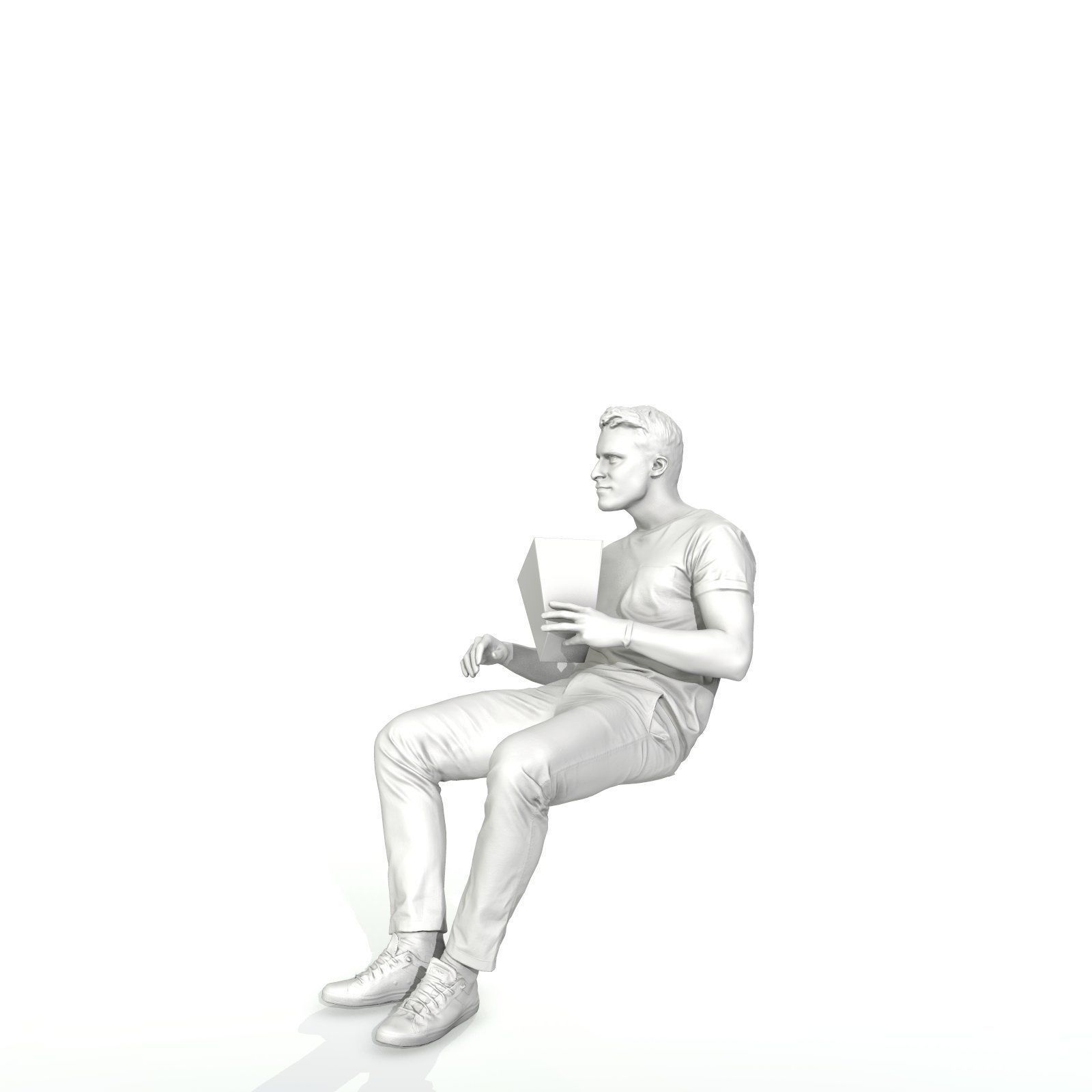 Casual Man Sitting and Eating Popcorn CMan0315-HD2-O01P01-S 3D model_26