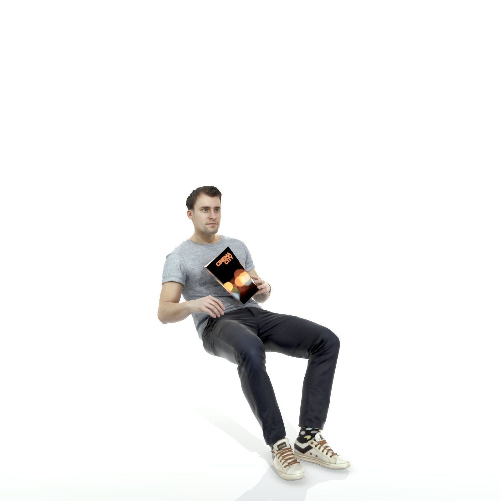 Casual Man Sitting and Eating Popcorn CMan0315-HD2-O01P01-S 3D model_39