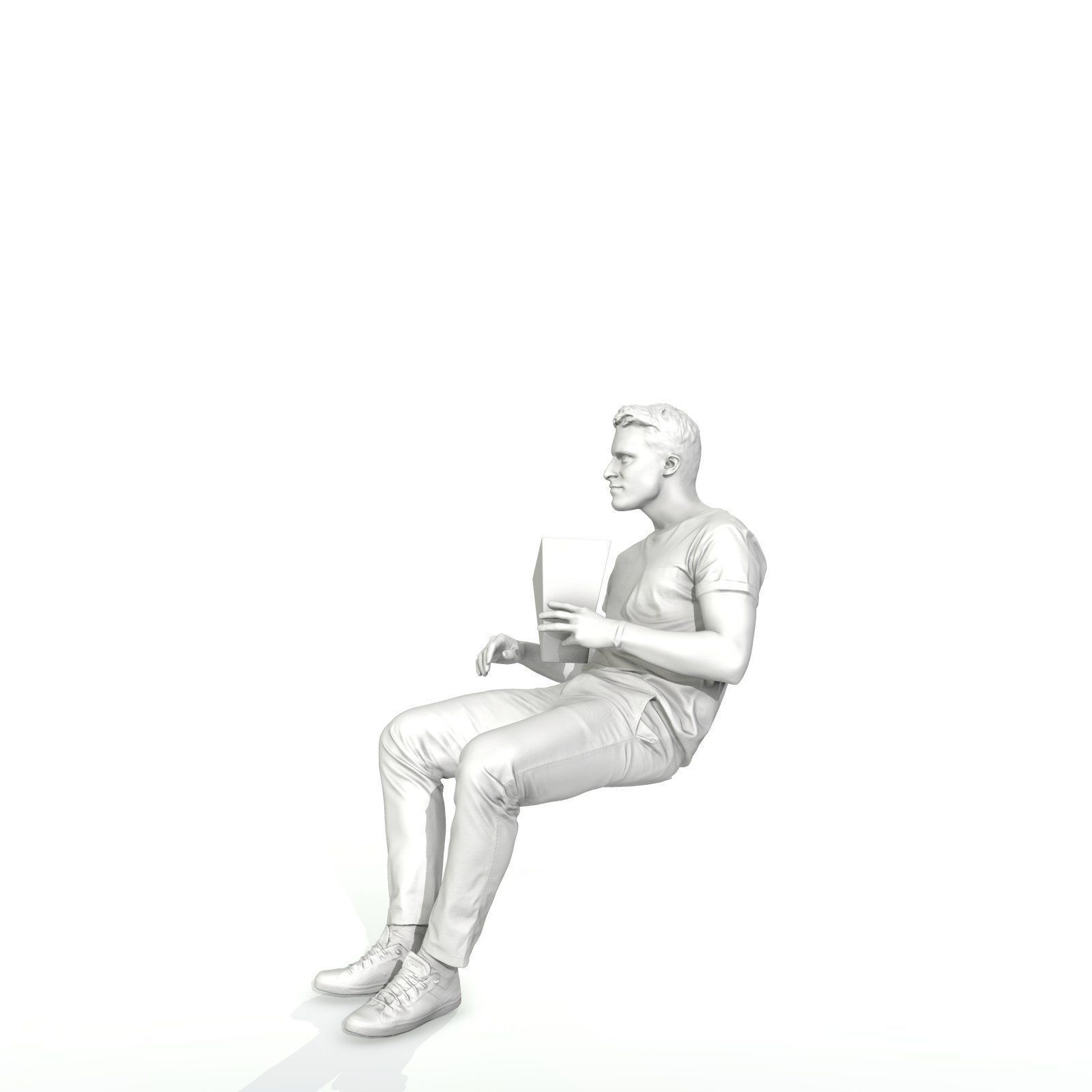 Casual Man Sitting and Eating Popcorn CMan0315-HD2-O01P01-S 3D model_20