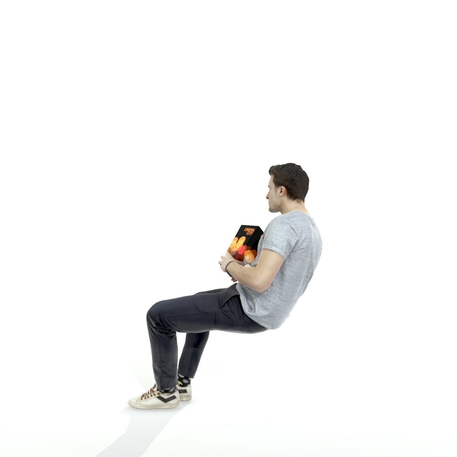 Casual Man Sitting and Eating Popcorn CMan0315-HD2-O01P01-S 3D model_10