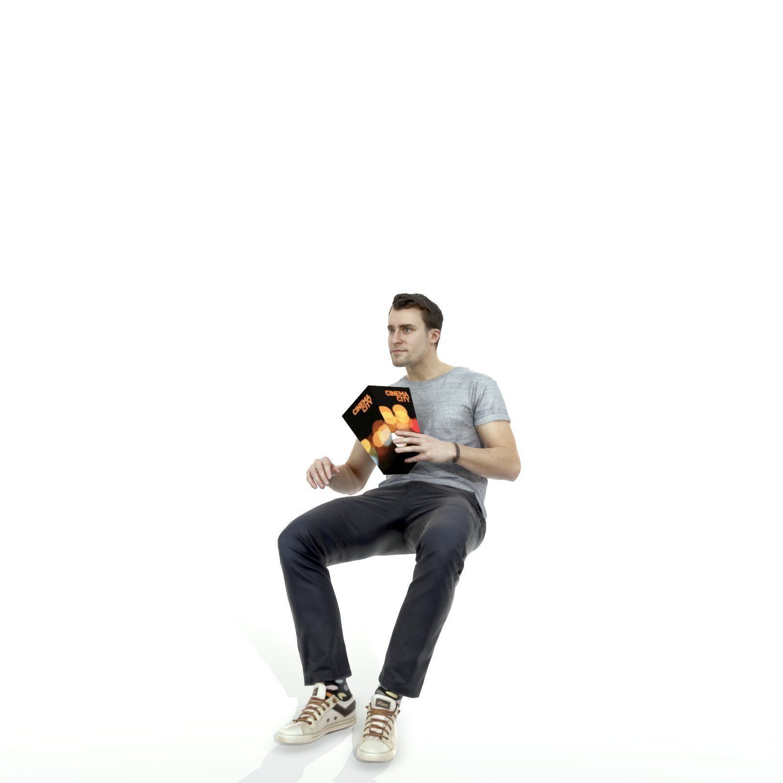 Casual Man Sitting and Eating Popcorn CMan0315-HD2-O01P01-S 3D model_12
