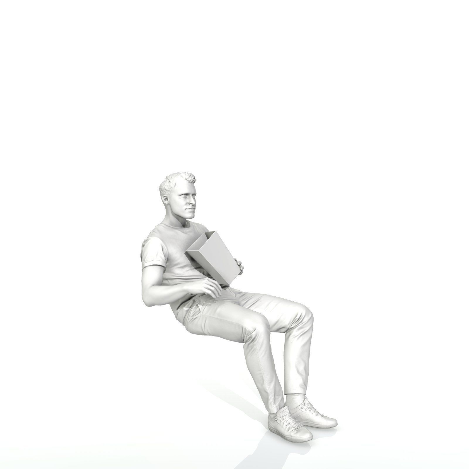 Casual Man Sitting and Eating Popcorn CMan0315-HD2-O01P01-S 3D model_30