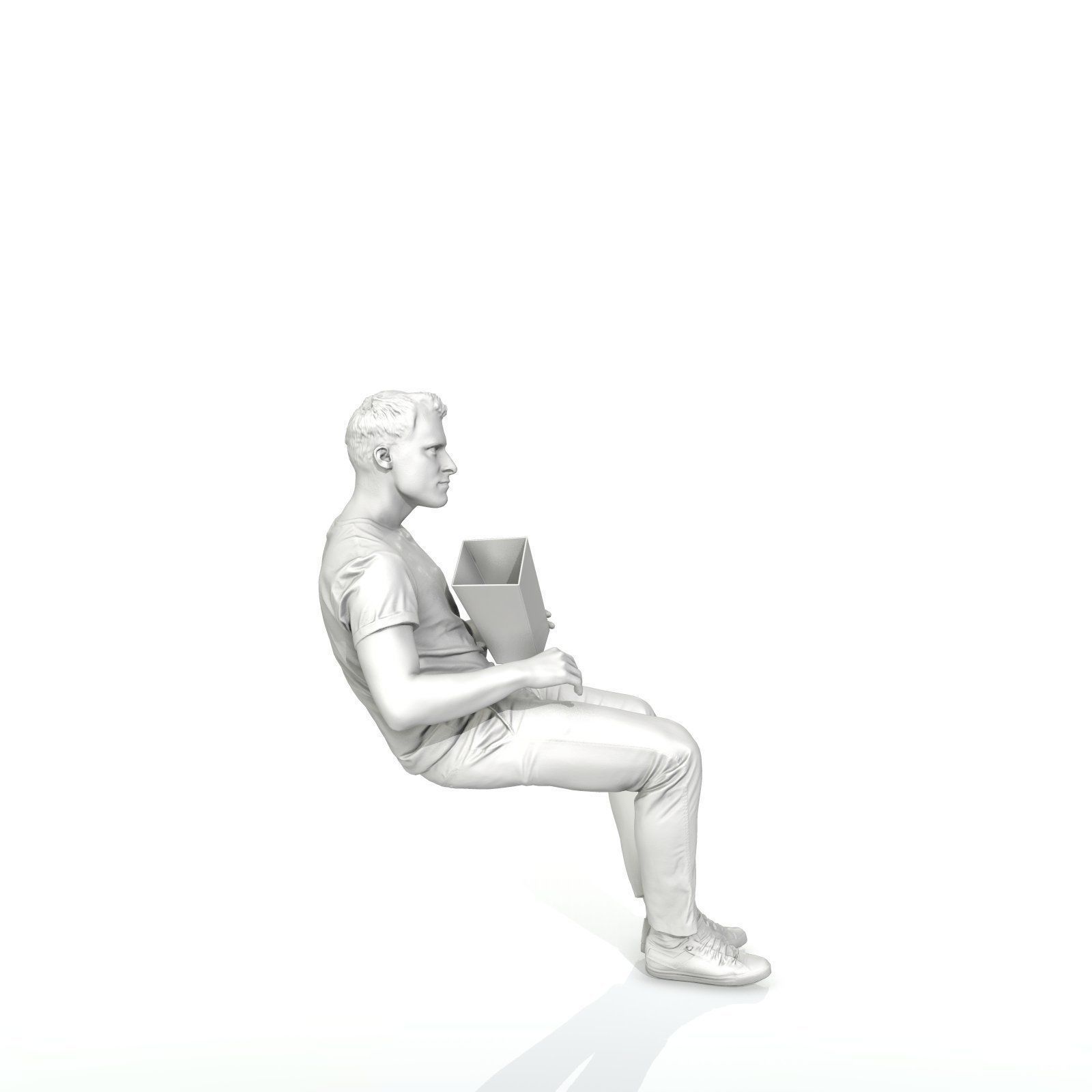 Casual Man Sitting and Eating Popcorn CMan0315-HD2-O01P01-S 3D model_13