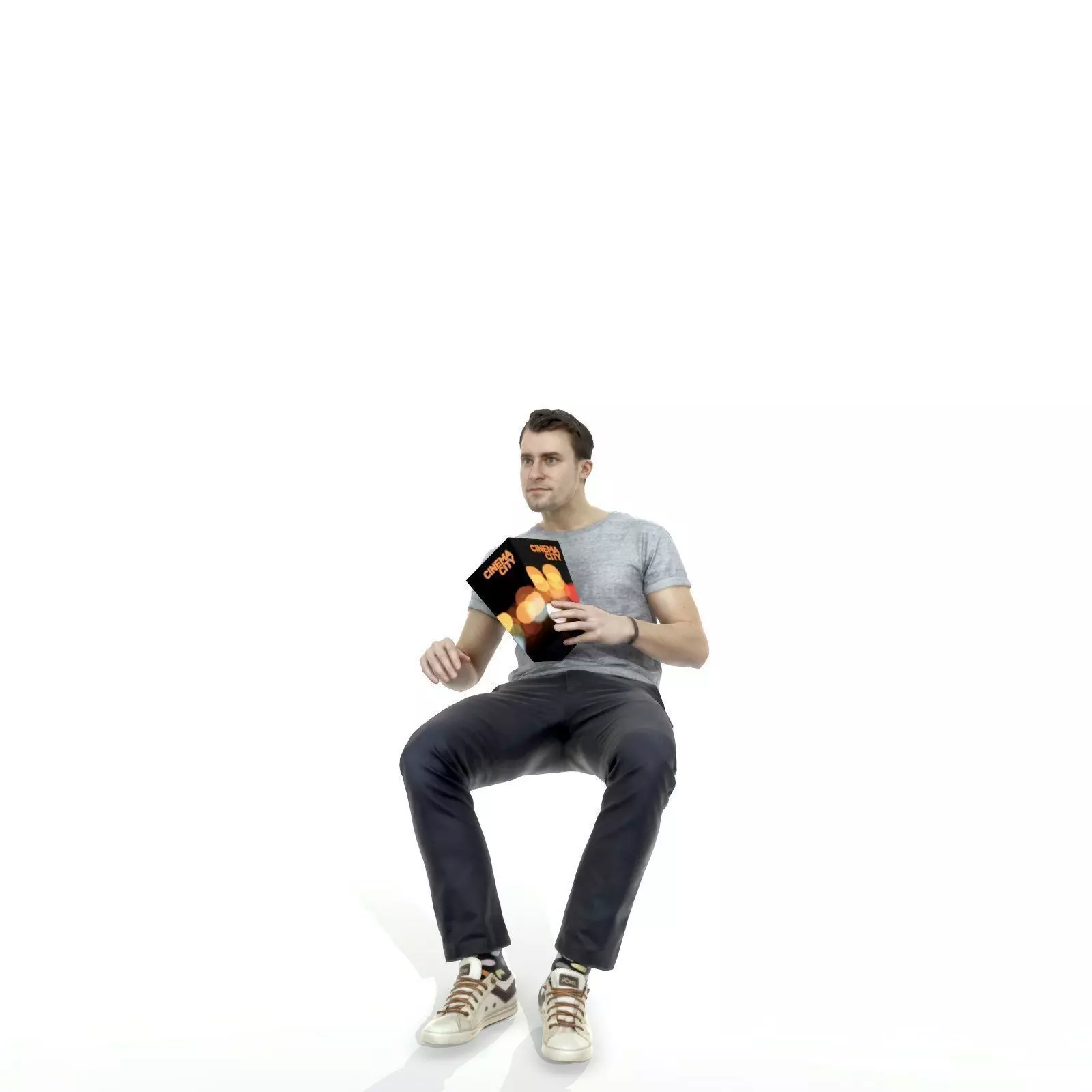 Casual Man Sitting and Eating Popcorn CMan0315-HD2-O01P01-S 3D model_0