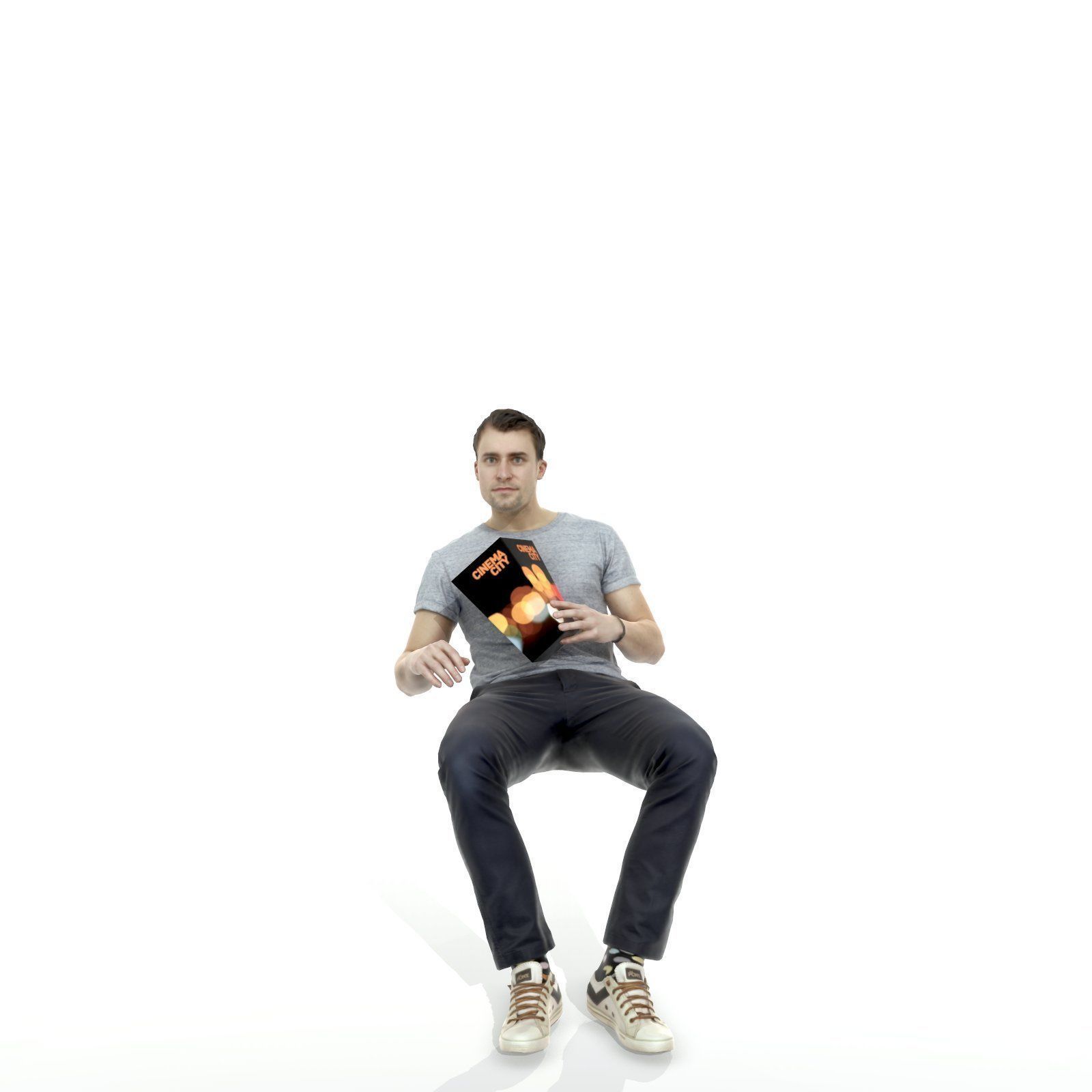 Casual Man Sitting and Eating Popcorn CMan0315-HD2-O01P01-S 3D model_74