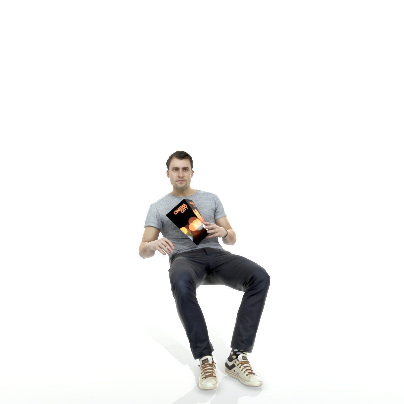 Casual Man Sitting and Eating Popcorn CMan0315-HD2-O01P01-S 3D model_31