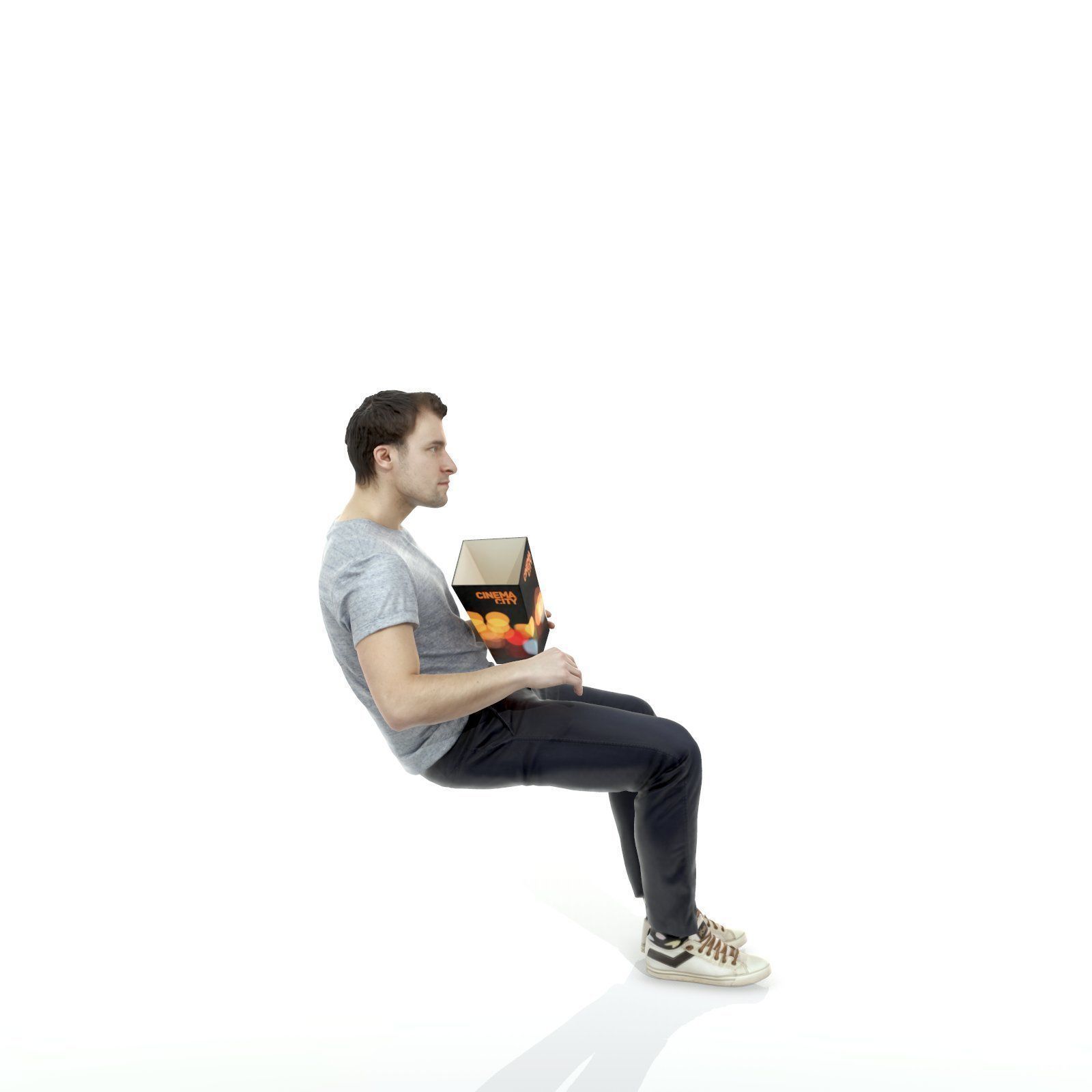 Casual Man Sitting and Eating Popcorn CMan0315-HD2-O01P01-S 3D model_60