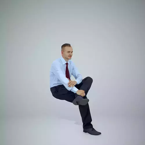 Sitting Business Man Wearing Red Tie BMan0307-HD2-O01P01-S 3D model
