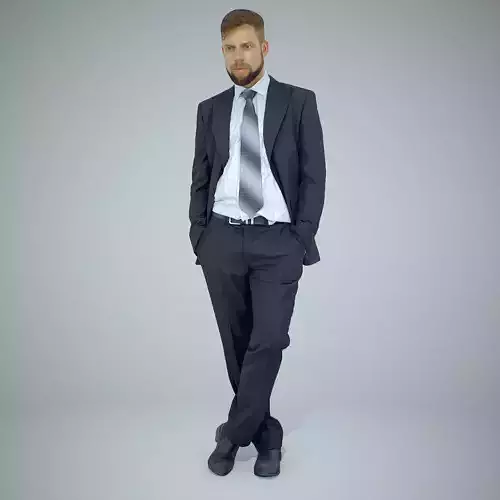Standing Business Man with Beard BMan0306-HD2-O01P02-S