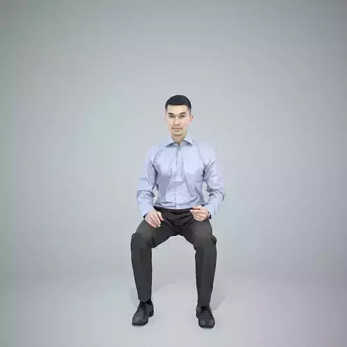 Sitting Business Man Wearing Blue Shirt BMan0305-HD2-O03P01-S