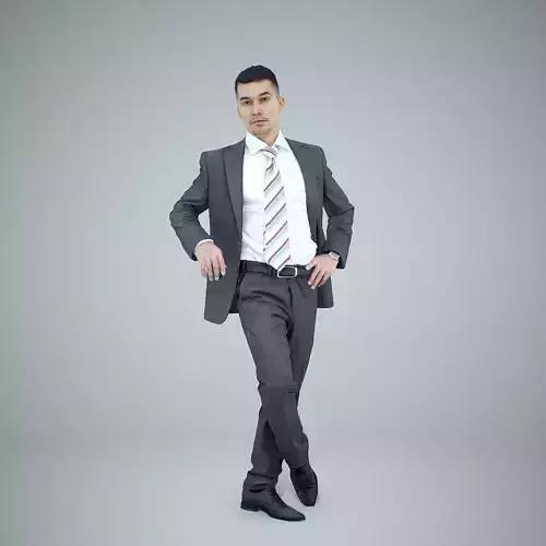 Business Man wit White Shirt and Grey Suit BMan0305-HD2-O01P01-S