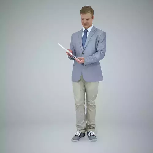 Standing Business Man Holding Documents BMan0304-HD2-O01P01-S