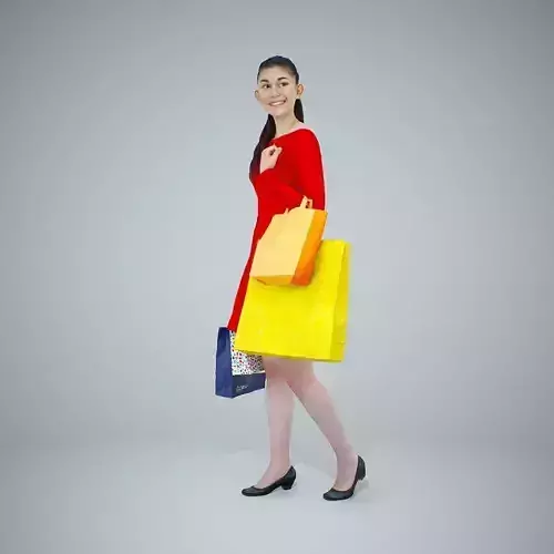 Smiling Woman Wearing Red Dress CWom0317-HD2-O01P01-S