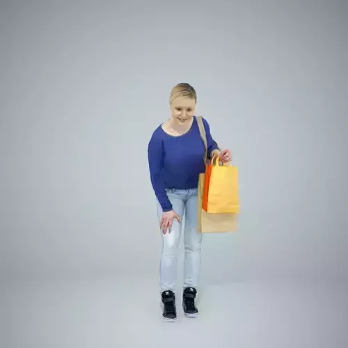 Casual Smiling Woman Wearing Blue Sweater CWom0316-HD2-O01P01-S