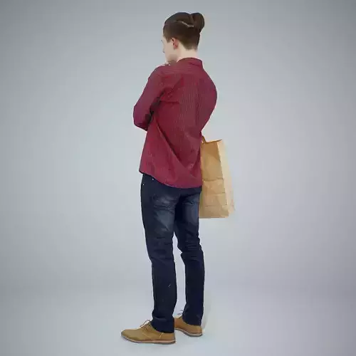 Casual Man Thinking and Carrying Paper Bag CMan0309-HD2-O01P01-S 3D model