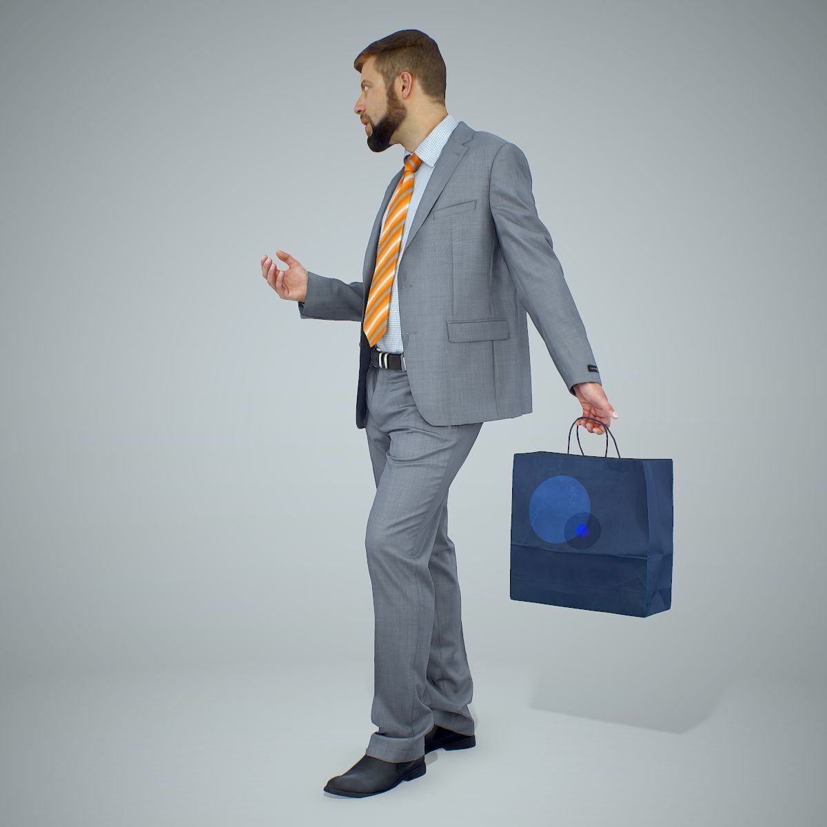 Business Man Shopping in Grey Suit BMan0306-HD2-O02P01-S 3D model_2