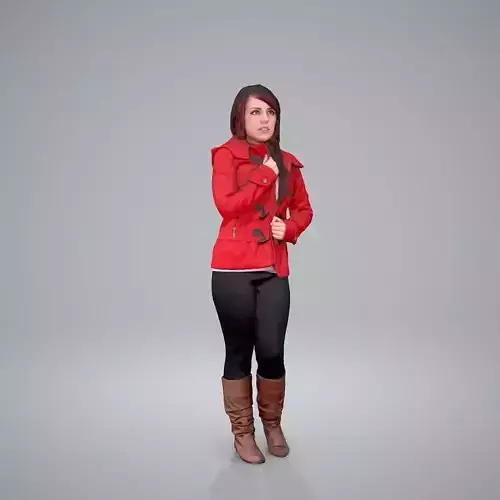 Woman Wearing Red Jacket and Long Boots CWom0211-HD2-O01P01-S