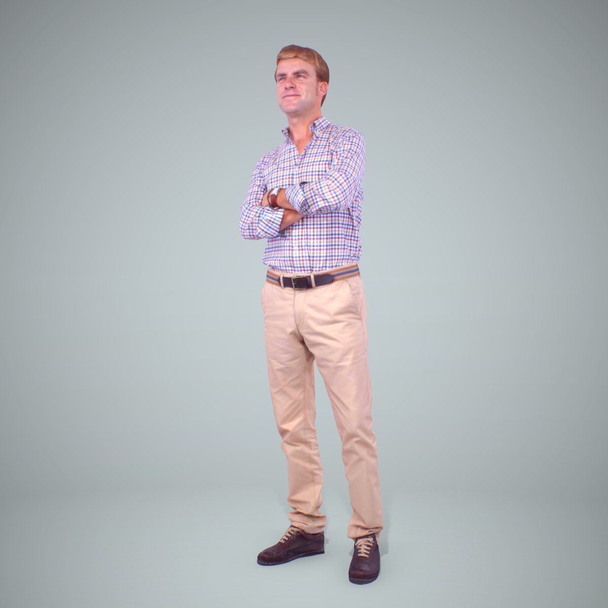 Standing Smiling Man Wearing Brown Pants CMan0217-HD2-O01P01-S 3D model_29