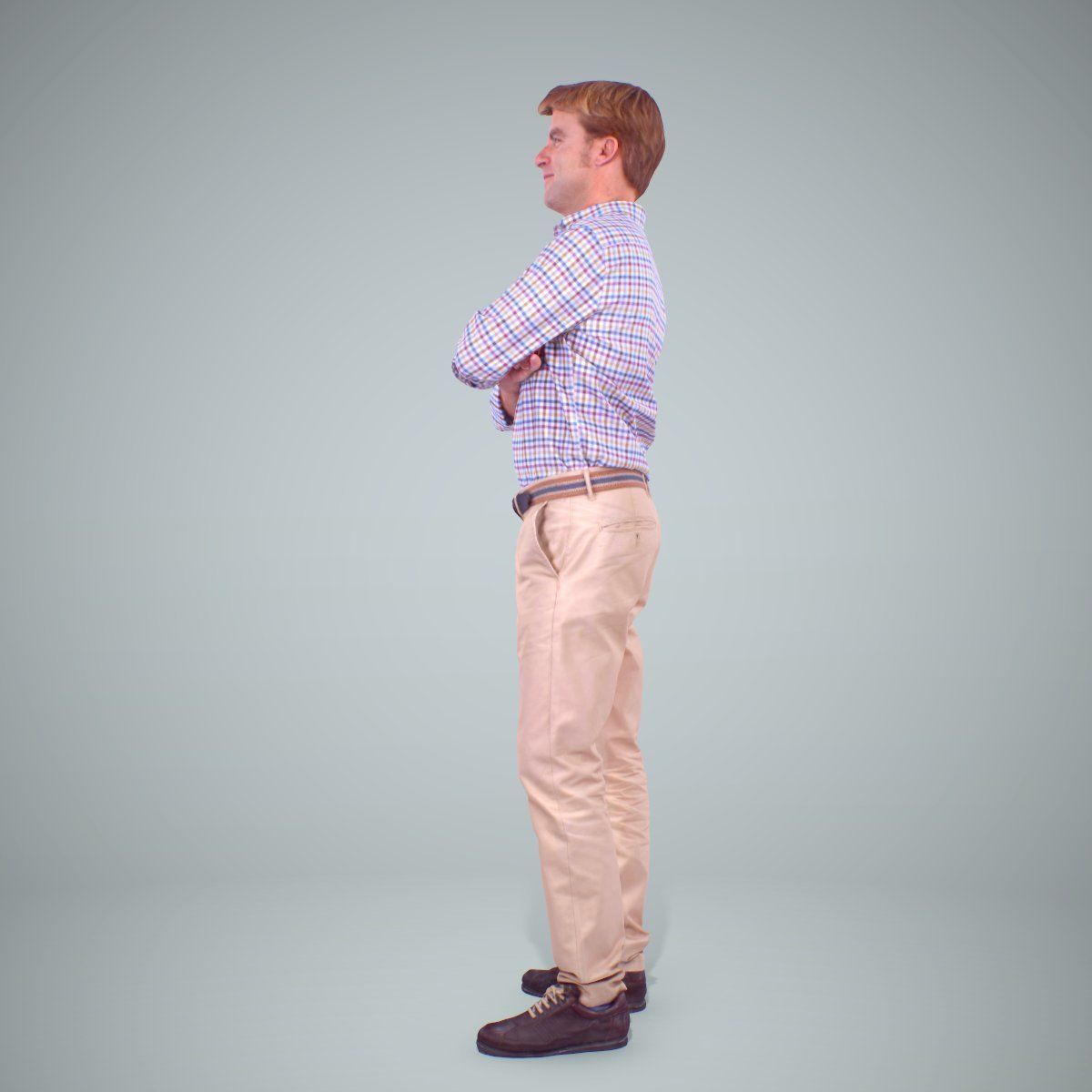Standing Smiling Man Wearing Brown Pants CMan0217-HD2-O01P01-S 3D model_3