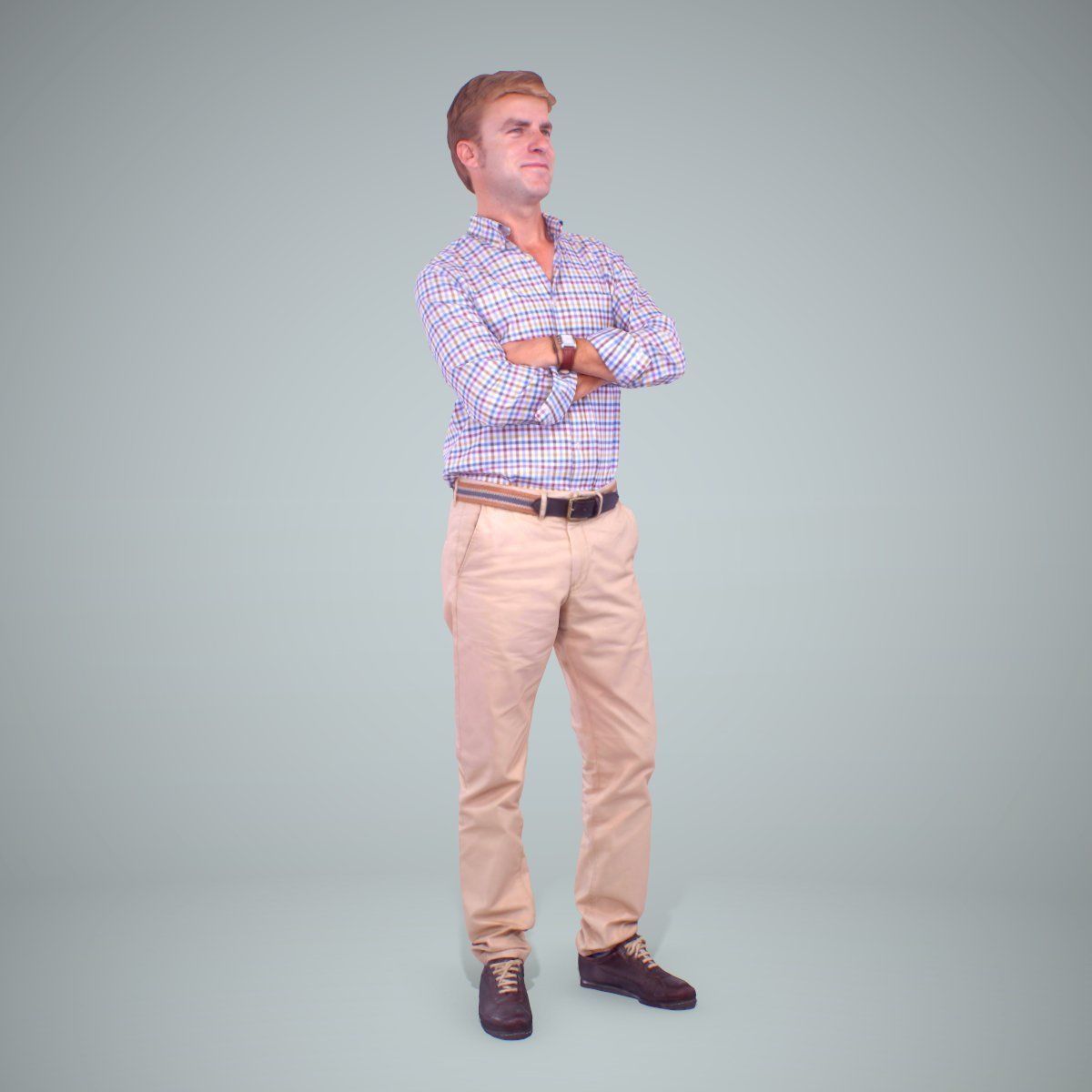 Standing Smiling Man Wearing Brown Pants CMan0217-HD2-O01P01-S 3D model_25
