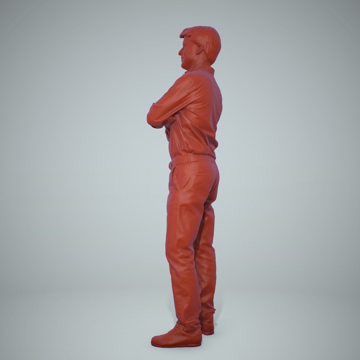 Standing Smiling Man Wearing Brown Pants CMan0217-HD2-O01P01-S 3D model_8