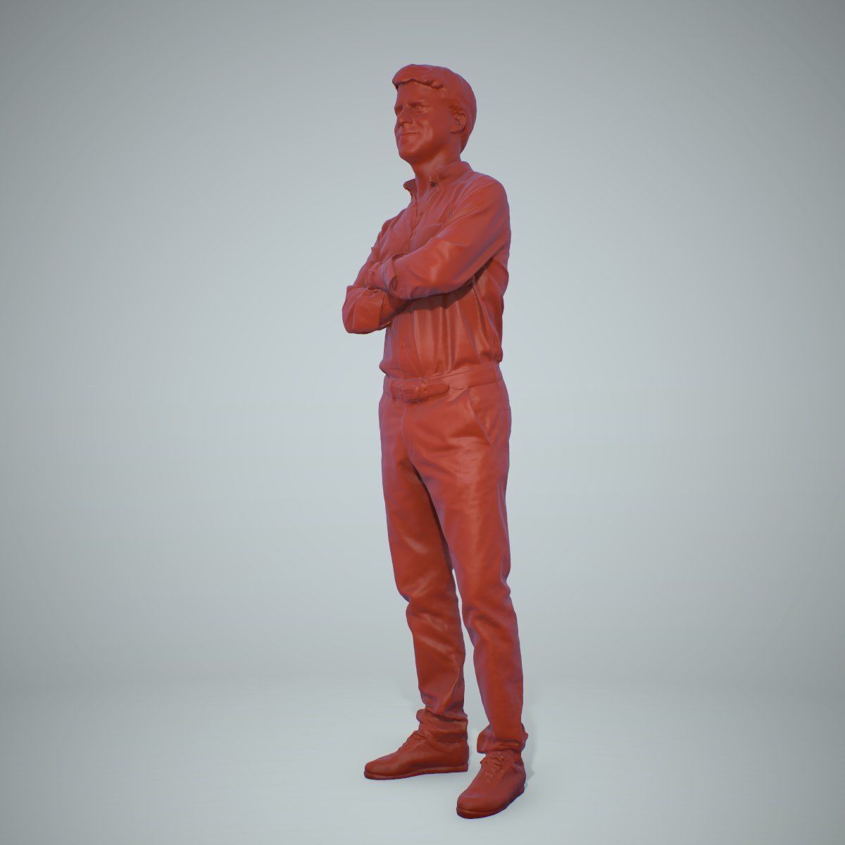 Standing Smiling Man Wearing Brown Pants CMan0217-HD2-O01P01-S 3D model_6