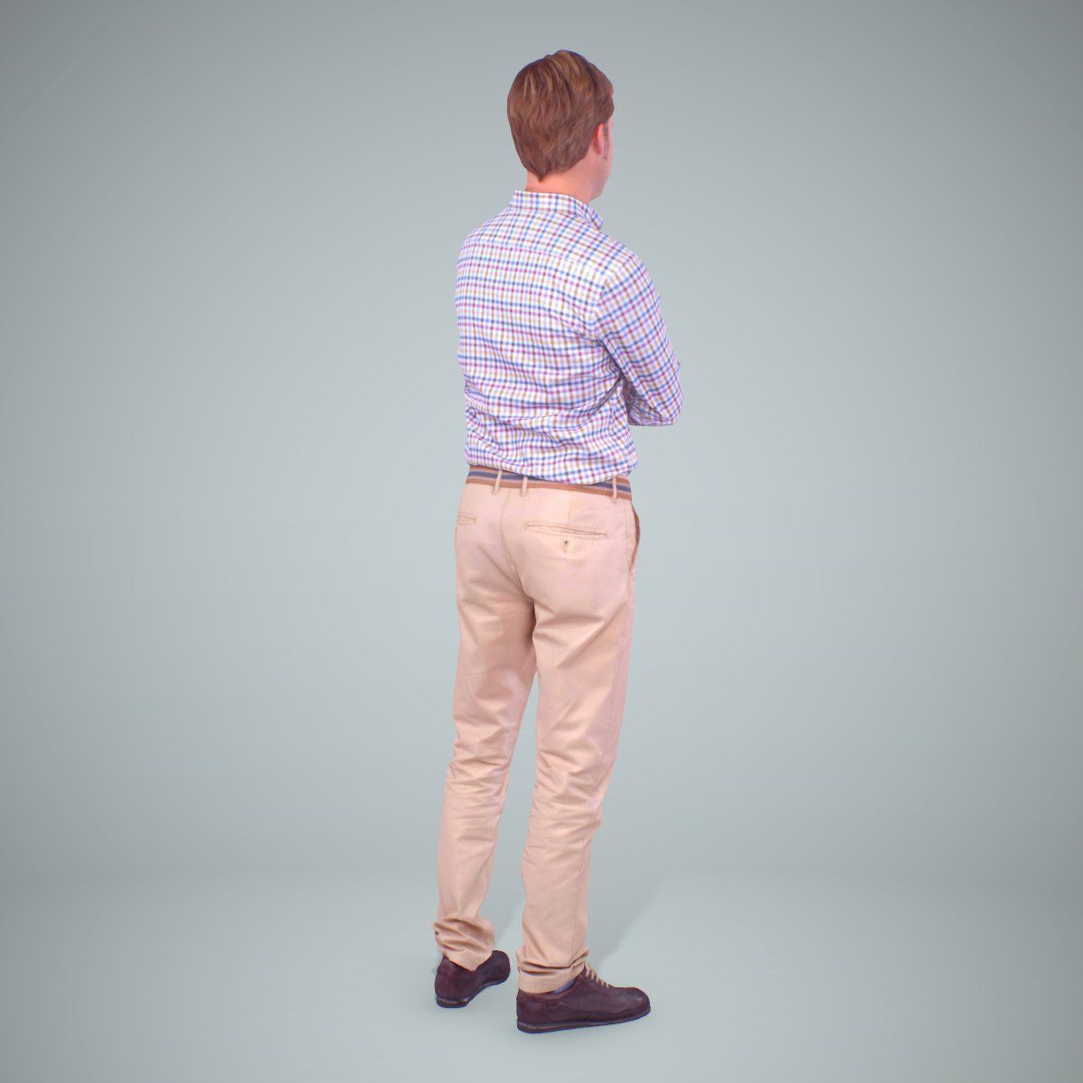 Standing Smiling Man Wearing Brown Pants CMan0217-HD2-O01P01-S 3D model_2