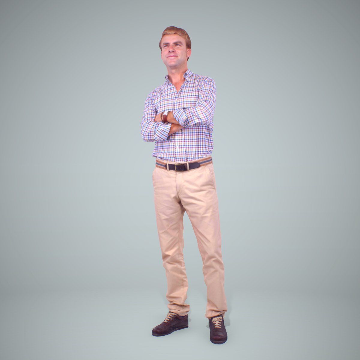 Standing Smiling Man Wearing Brown Pants CMan0217-HD2-O01P01-S 3D model_10