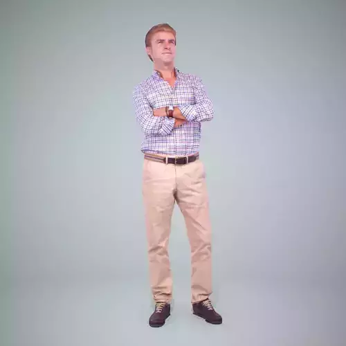 Standing Smiling Man Wearing Brown Pants CMan0217-HD2-O01P01-S