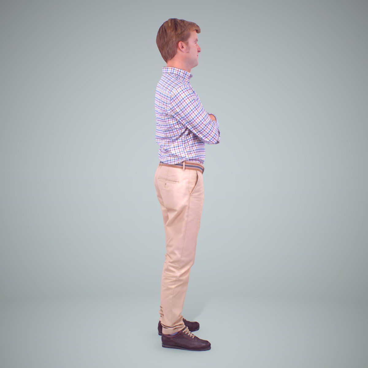 Standing Smiling Man Wearing Brown Pants CMan0217-HD2-O01P01-S 3D model_1