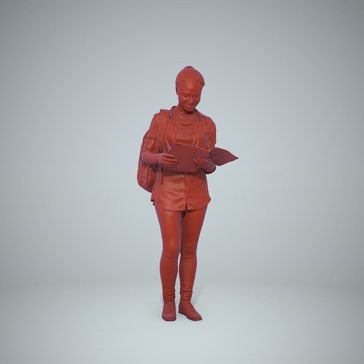 Standing Casual Woman Reading a Book CWom0309-HD2-O01P01-S 3D model_35