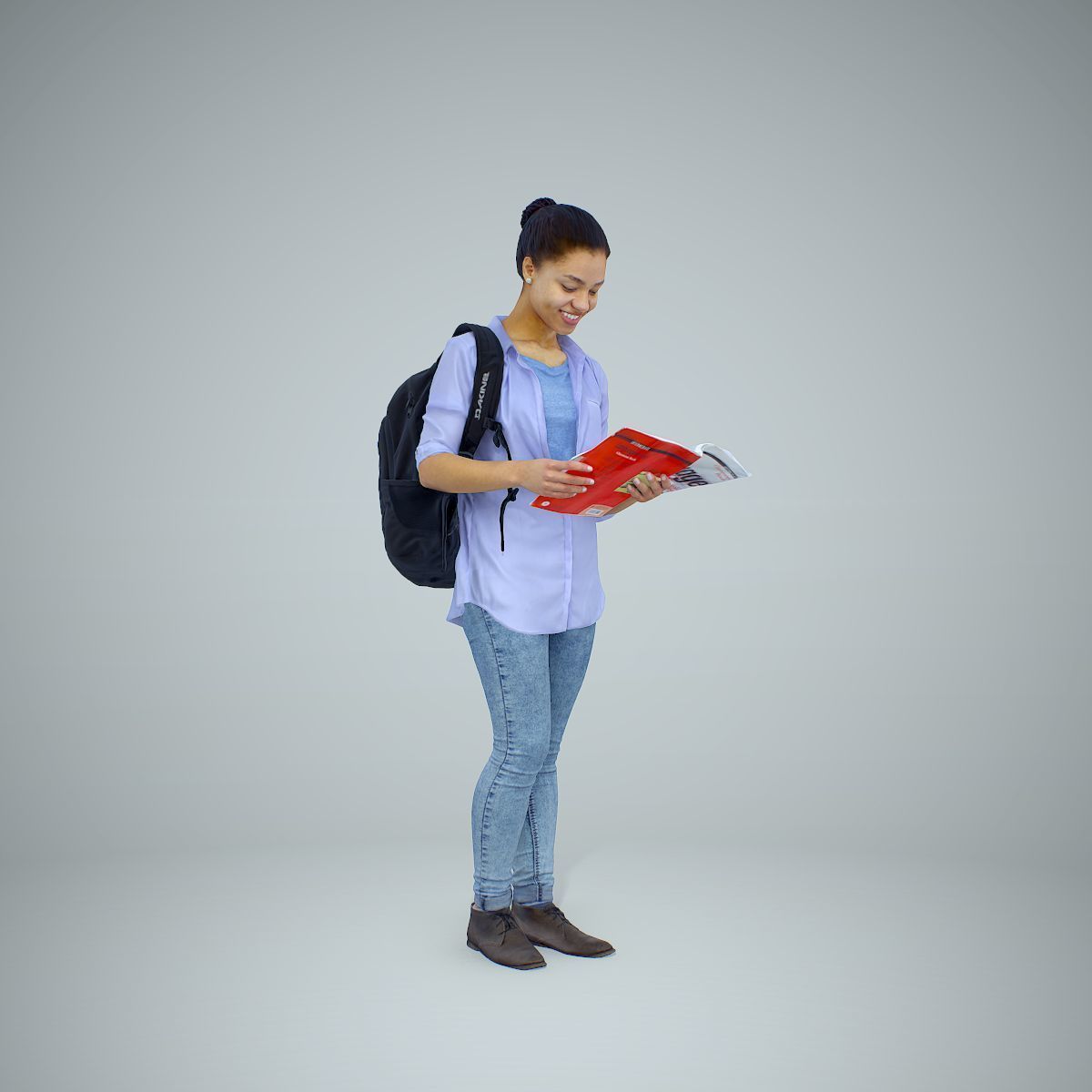 Standing Casual Woman Reading a Book CWom0309-HD2-O01P01-S 3D model_70