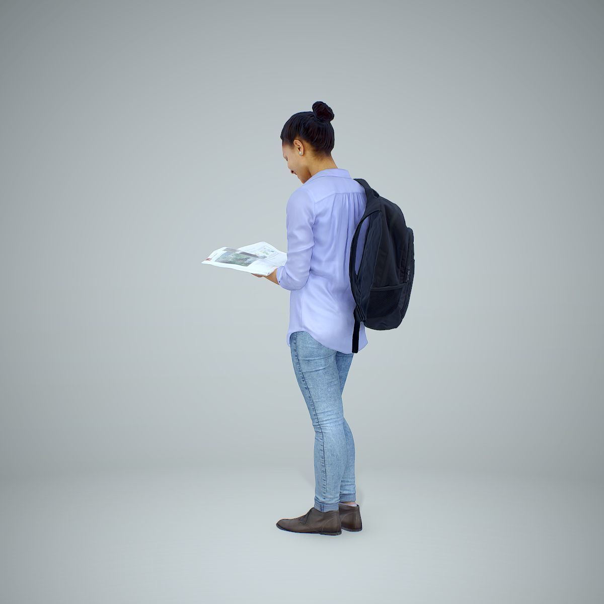 Standing Casual Woman Reading a Book CWom0309-HD2-O01P01-S 3D model_27