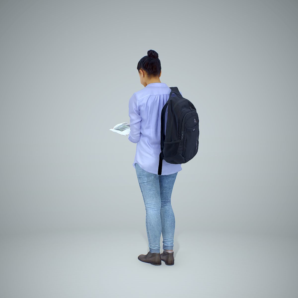 Standing Casual Woman Reading a Book CWom0309-HD2-O01P01-S 3D model_23