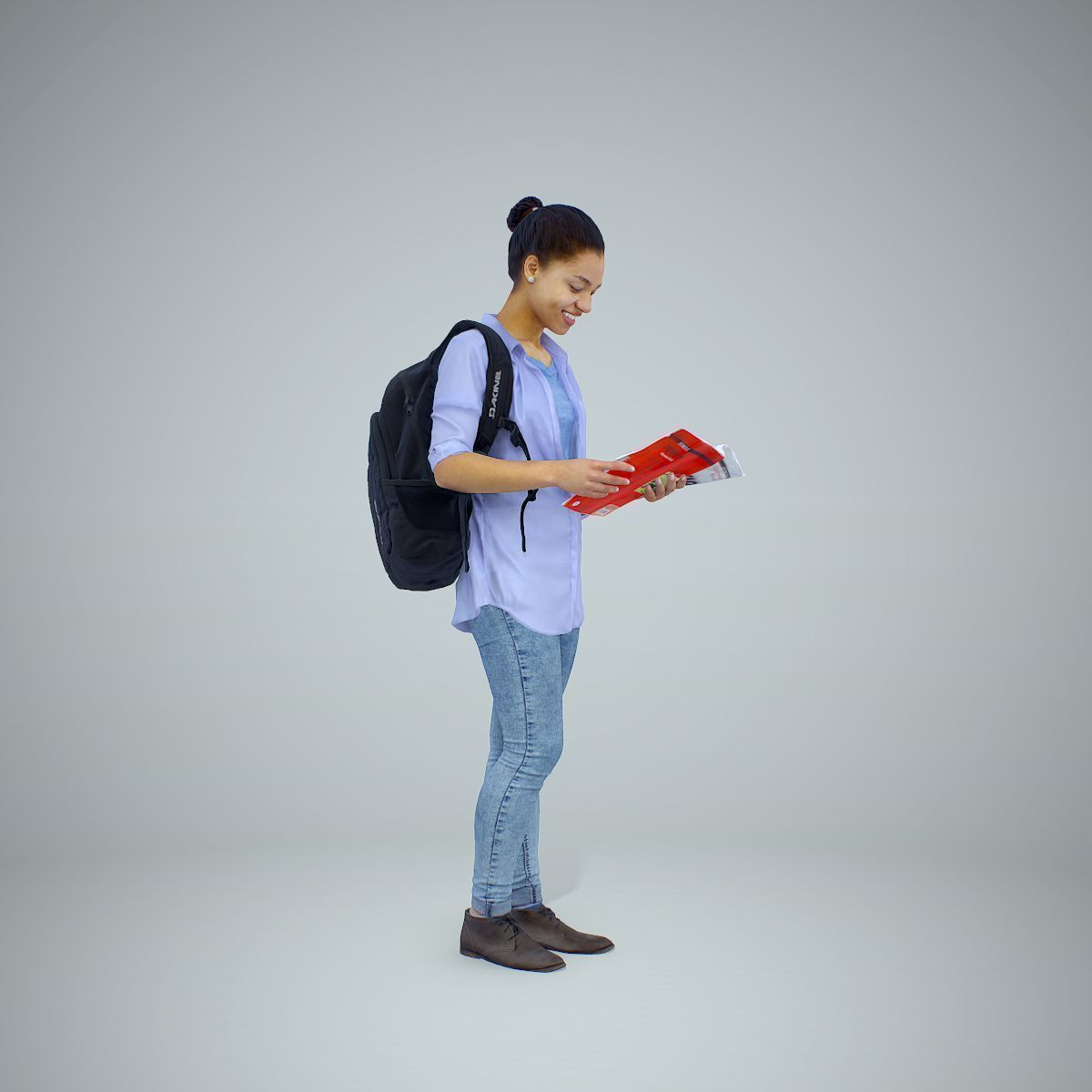 Standing Casual Woman Reading a Book CWom0309-HD2-O01P01-S 3D model_30